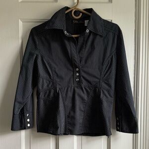 Beautifully tailored shirt black w/white pinstripes sz M